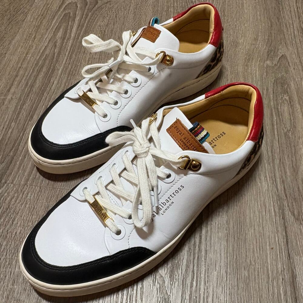 Royal Albartross Fieldfox Golf Sneakers Shoes Women’s 7 White Leather Leopard - Picture 14 of 14